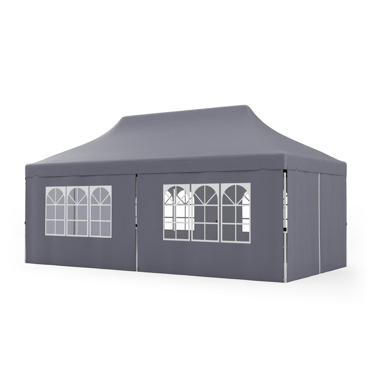 10 x 20 FT Pop up Canopy with 6 Sidewalls and Windows and Carrying Bag for Party Wedding Picnic-Gray Kids Crystal