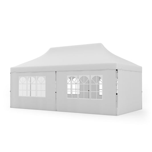10 x 20 FT Pop up Canopy with 6 Sidewalls and Windows and Carrying Bag for Party Wedding Picnic-White Kids Crystal