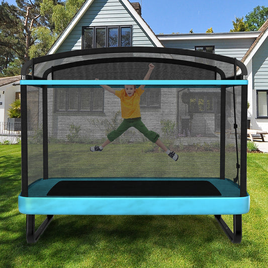6 Feet Kids Entertaining Trampoline with Swing Safety Fence-Navy Kids Crystal
