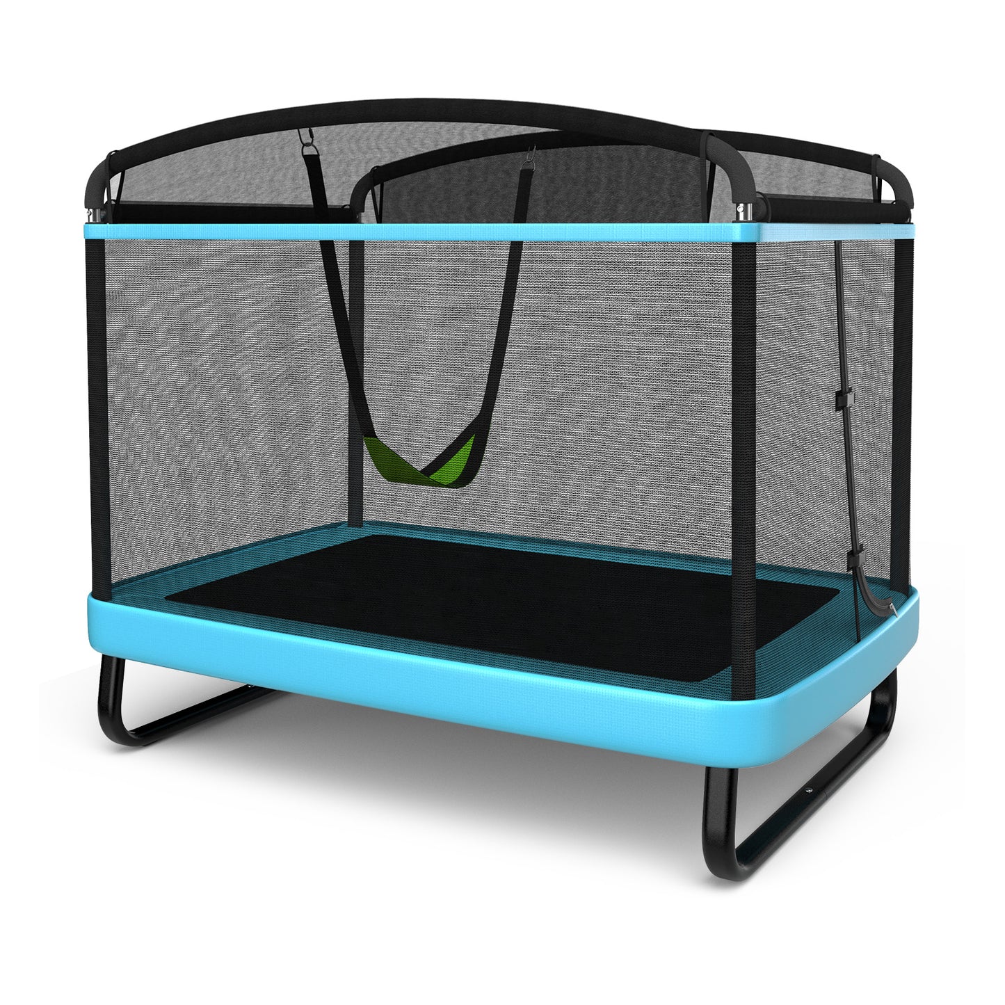6 Feet Kids Entertaining Trampoline with Swing Safety Fence-Navy Kids Crystal