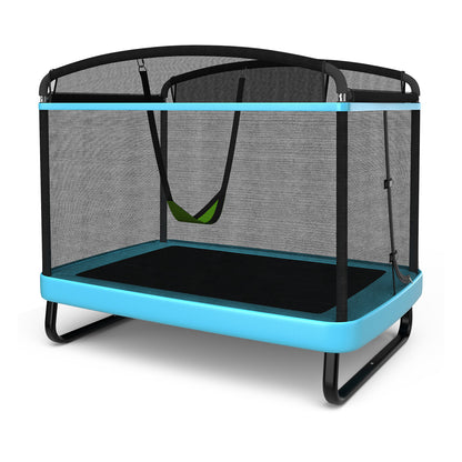 6 Feet Kids Entertaining Trampoline with Swing Safety Fence-Navy