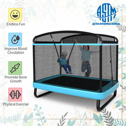 6 Feet Kids Entertaining Trampoline with Swing Safety Fence-Navy