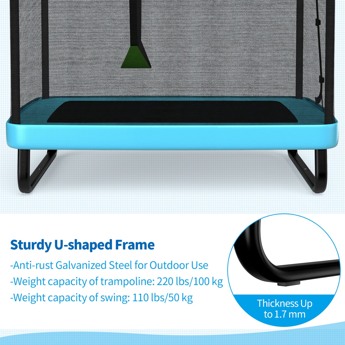 6 Feet Kids Entertaining Trampoline with Swing Safety Fence-Navy Kids Crystal