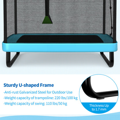 6 Feet Kids Entertaining Trampoline with Swing Safety Fence-Navy