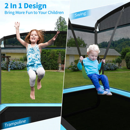 6 Feet Kids Entertaining Trampoline with Swing Safety Fence-Navy