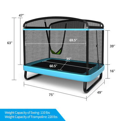 6 Feet Kids Entertaining Trampoline with Swing Safety Fence-Navy