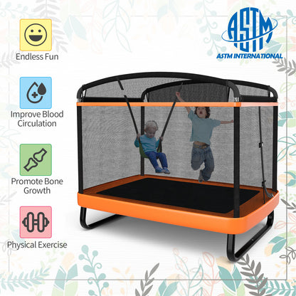 6 Feet Kids Entertaining Trampoline with Swing Safety Fence-Red Orange