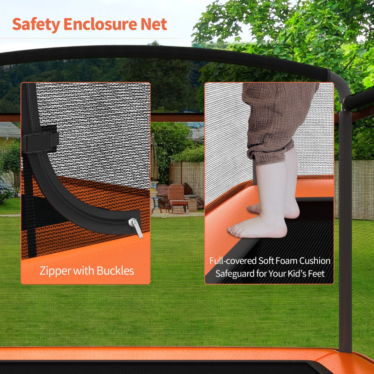 6 Feet Kids Entertaining Trampoline with Swing Safety Fence-Red Orange Kids Crystal