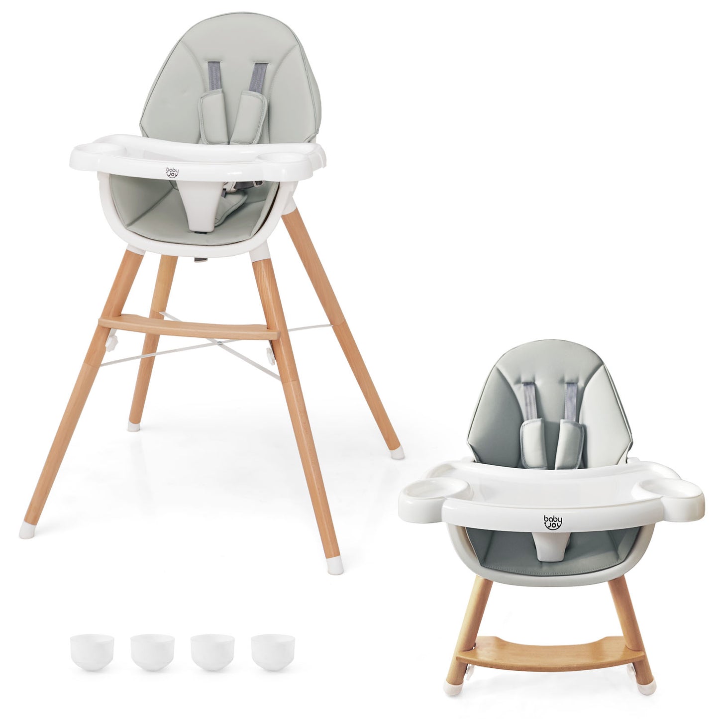 Baby High Chair with Dishwasher Safe Tray-Gray Kids Crystal