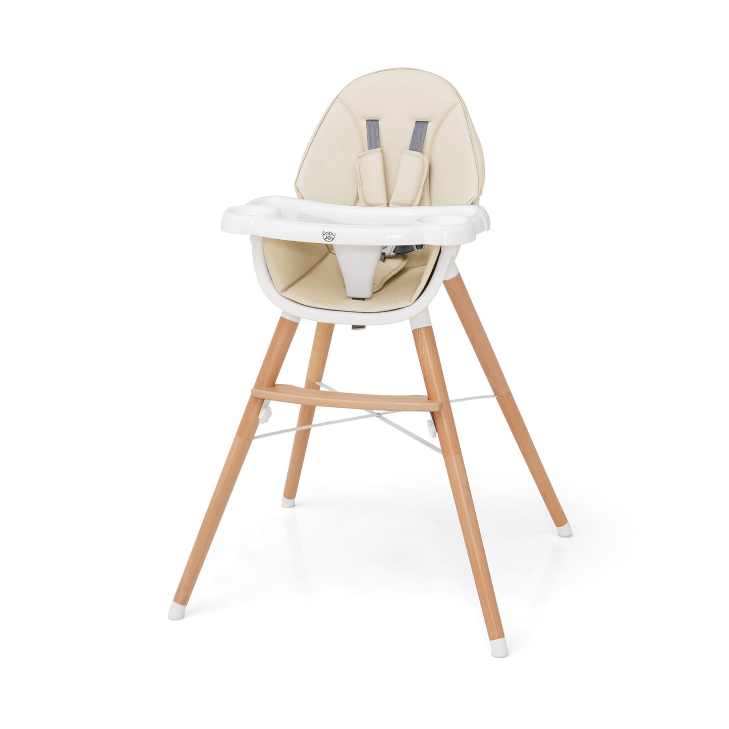 Baby High Chair with Dishwasher Safe Tray-Beige Kids Crystal