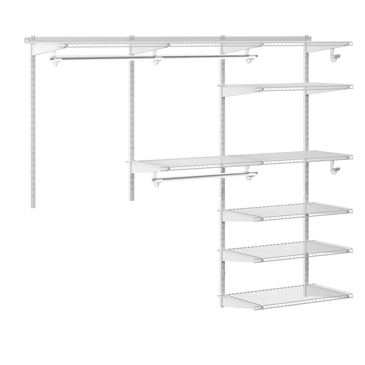 Adjustable Closet Organizer Kit with Shelves and Hanging Rods for 4 to 6 Feet-White Kids Crystal
