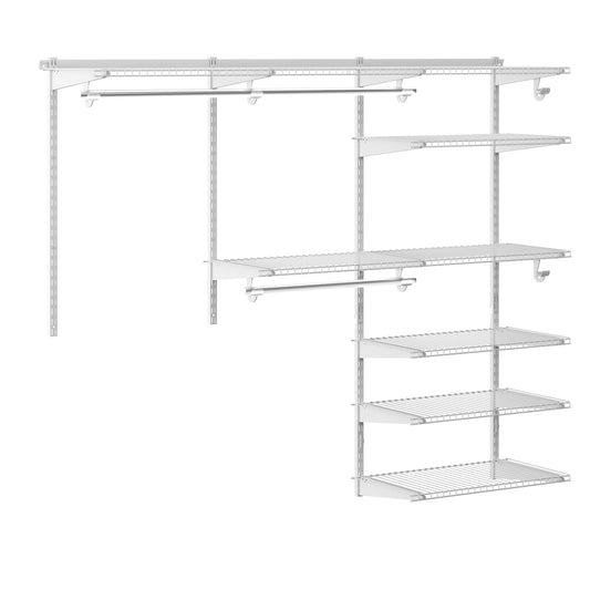 Adjustable Closet Organizer Kit with Shelves and Hanging Rods for 4 to 6 Feet-White Kids Crystal