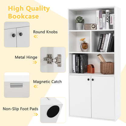 5-Tier Freestanding Bookcase with Open Cubes and Adjustable Shelf-White