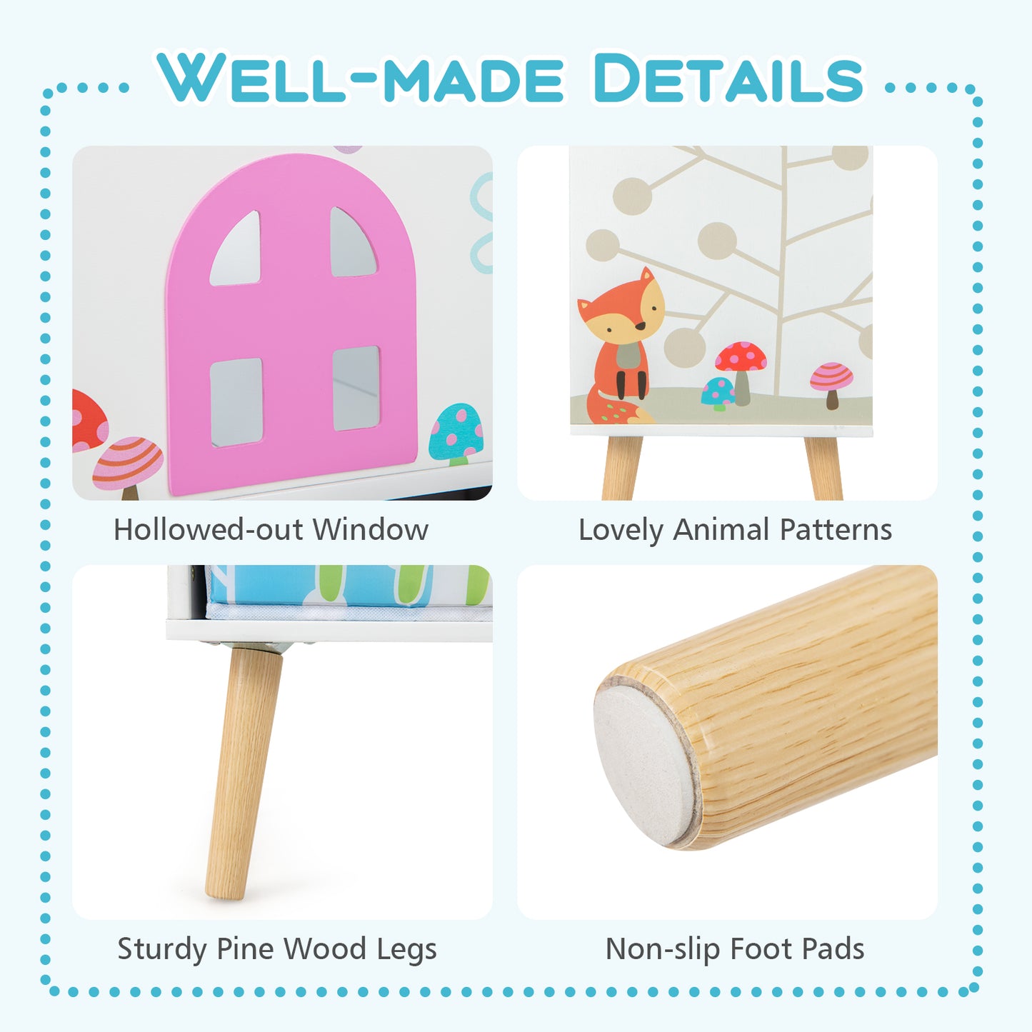 Kids House-shaped Bookshelf with 2 Storage Bins for Kids Room Playroom-White Kids Crystal