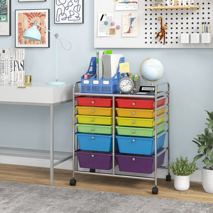12 Storage Drawer Organizer Bins Rolling Cart-Multicolor