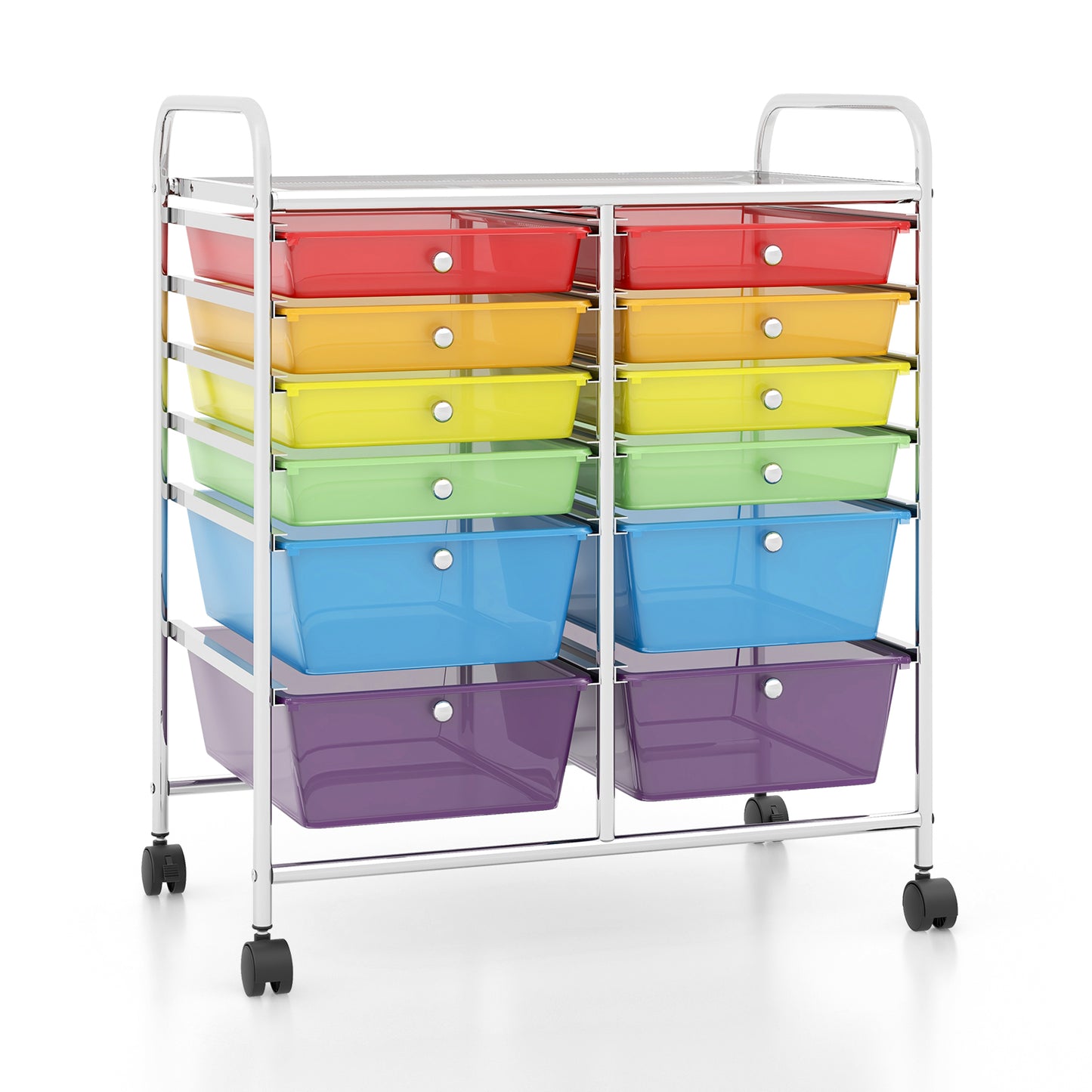 12 Storage Drawer Organizer Bins Rolling Cart-Multicolor Kids Crystal