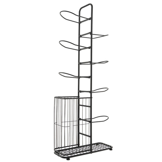 Metal Basketball Holder with 7 Removable Hanging Rods and Side Ball Basket Kids Crystal