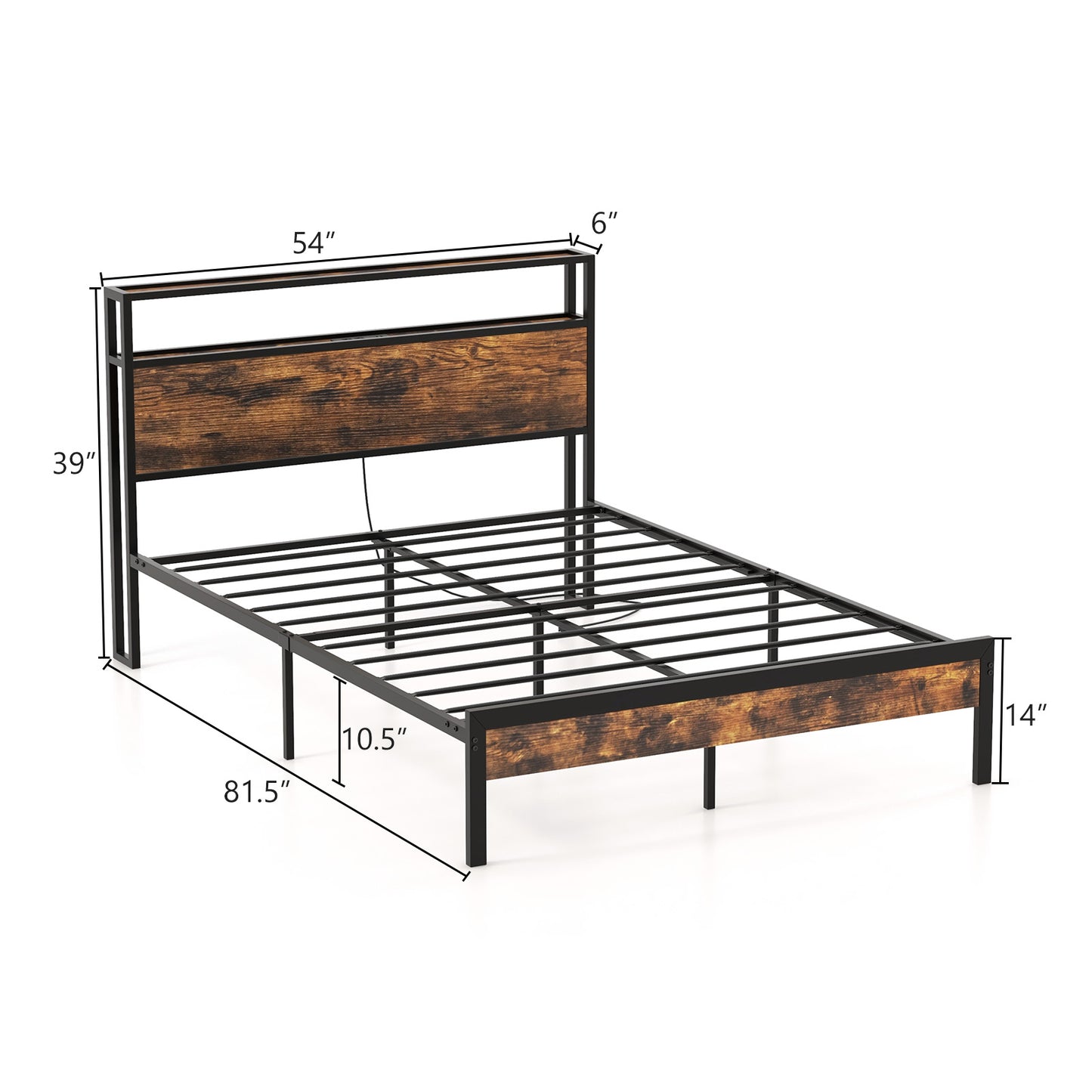 Twin/Full/Queen Bed Frame with Storage Headboard and Charging Station-Full Size Kids Crystal