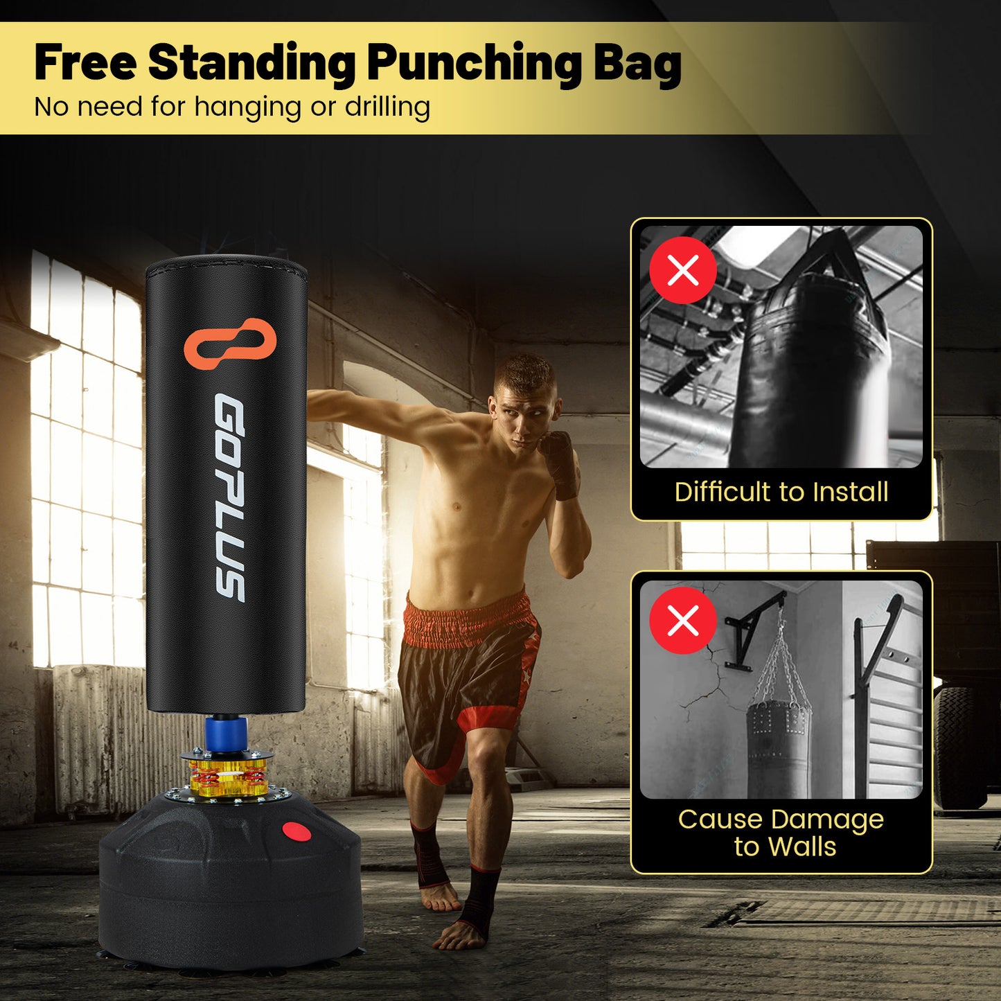 Freestanding Punching Bag Kickboxing Bag with Stand and Suction Cup Base Kids Crystal