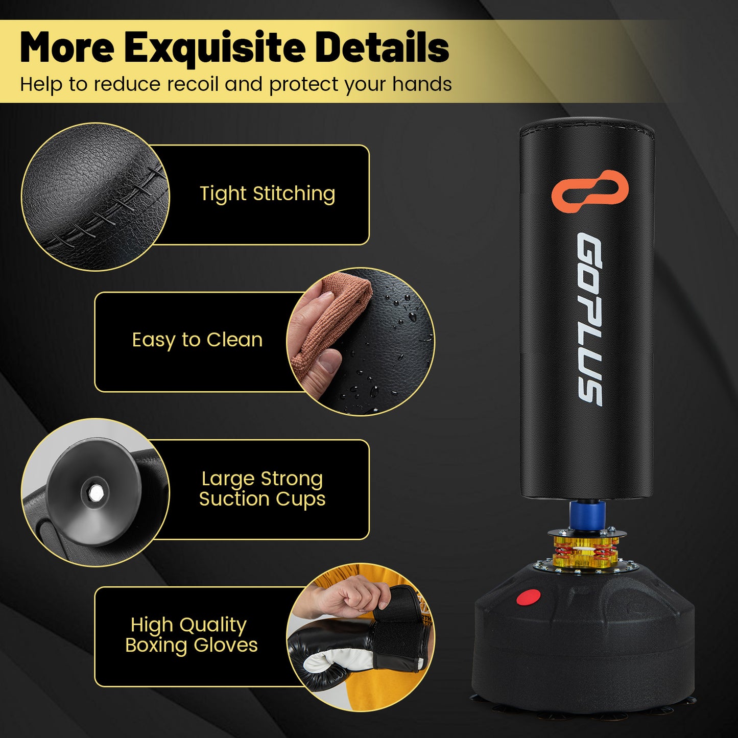 Freestanding Punching Bag Kickboxing Bag with Stand and Suction Cup Base Kids Crystal