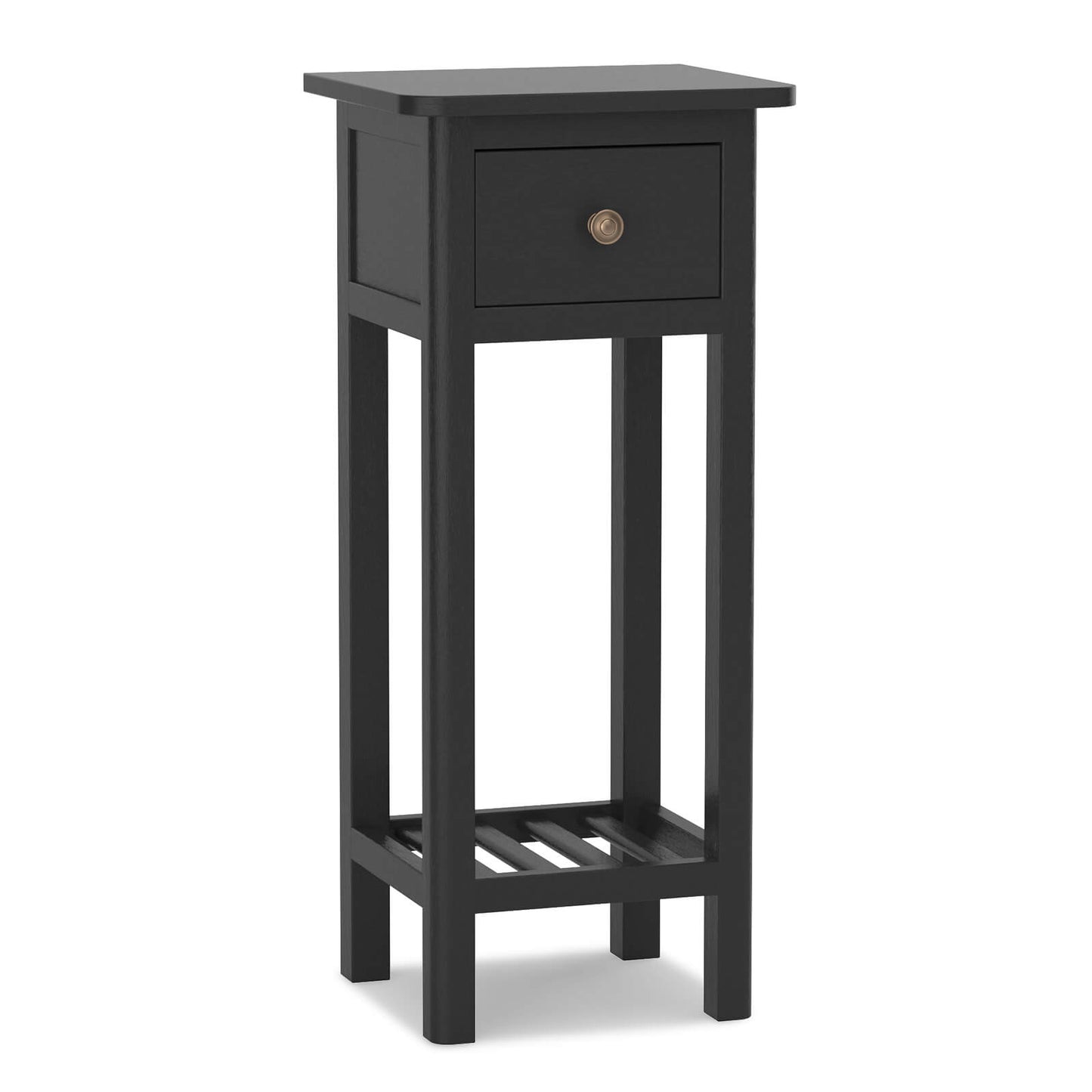 2 Tier Slim Nightstand Bedside Table with Drawer Shelf-Black Kids Crystal