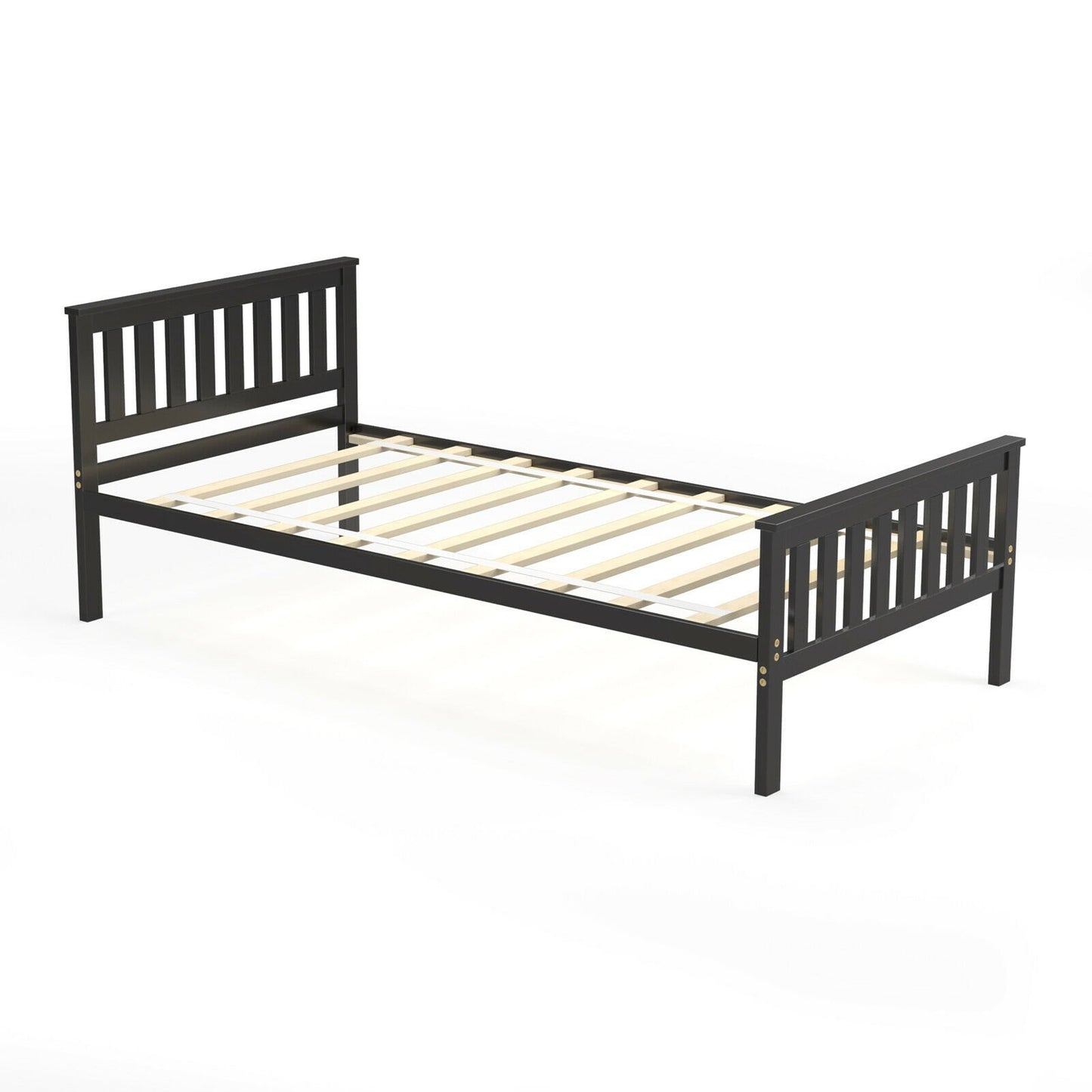 Twin Size Wood Platform Bed with Headboard Kids Crystal