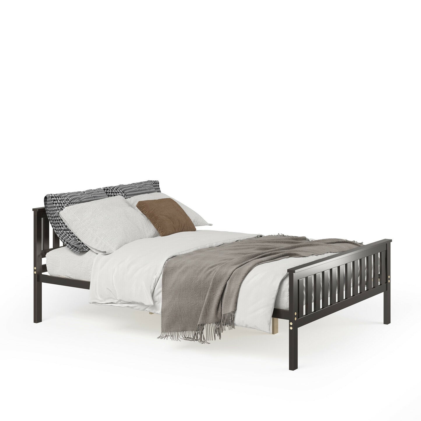 Full Size Wood Platform Bed with Headboard Kids Crystal