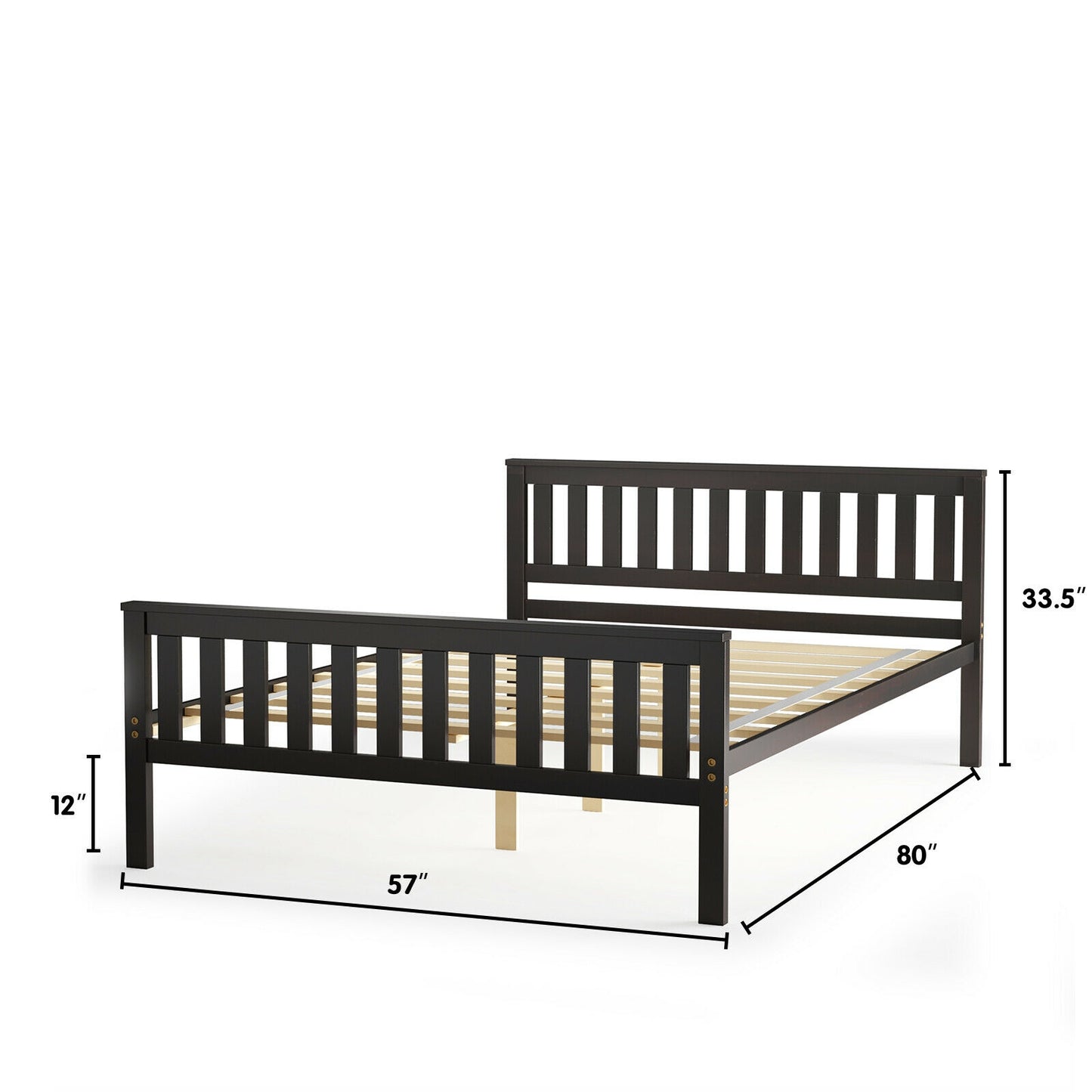 Full Size Wood Platform Bed with Headboard Kids Crystal