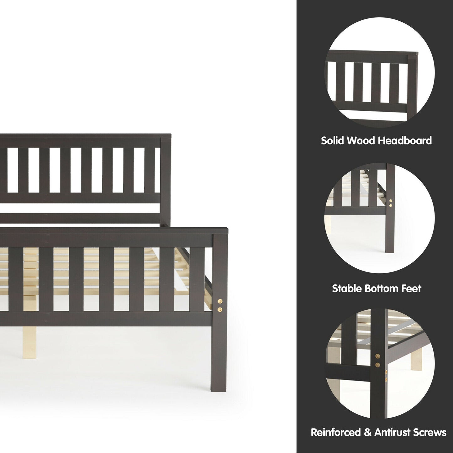Full Size Wood Platform Bed with Headboard Kids Crystal