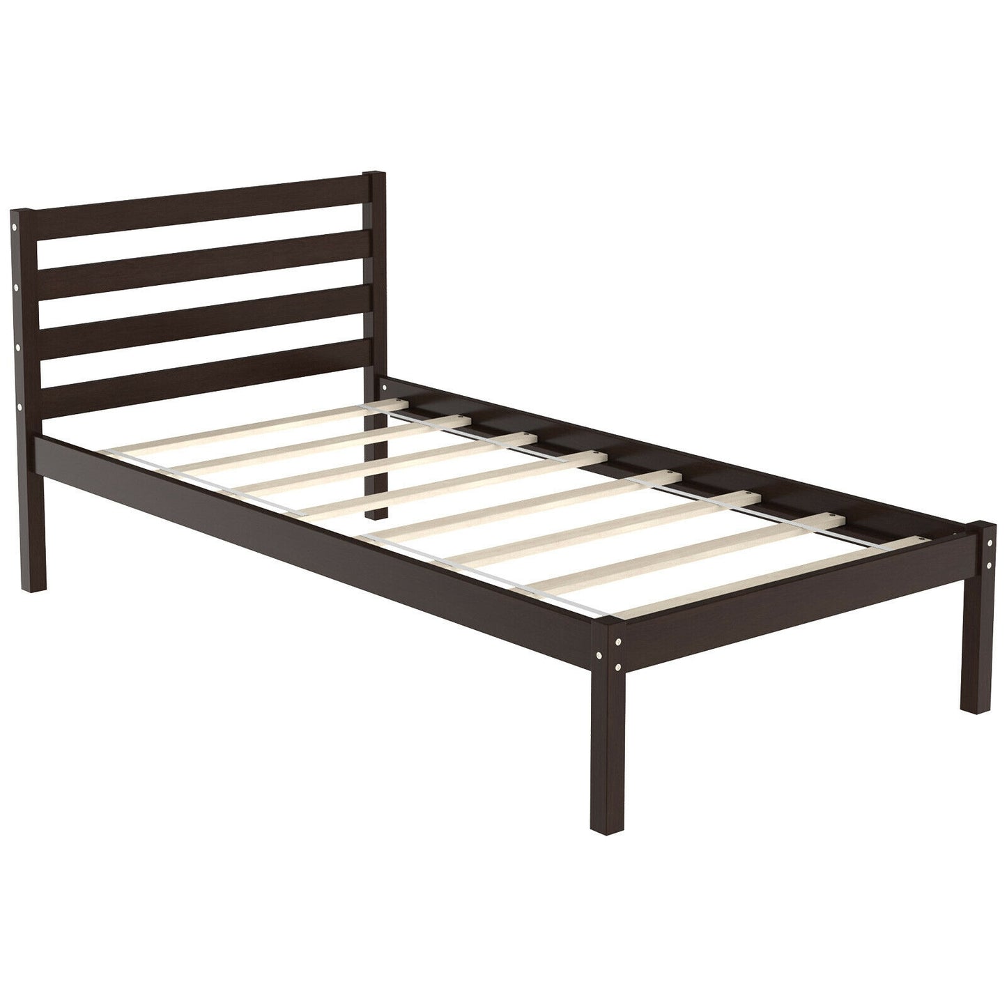 Twin Size Wood Platform Bed Frame with Headboard Kids Crystal