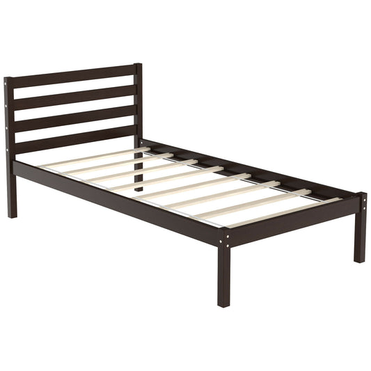 Twin Size Wood Platform Bed Frame with Headboard Kids Crystal