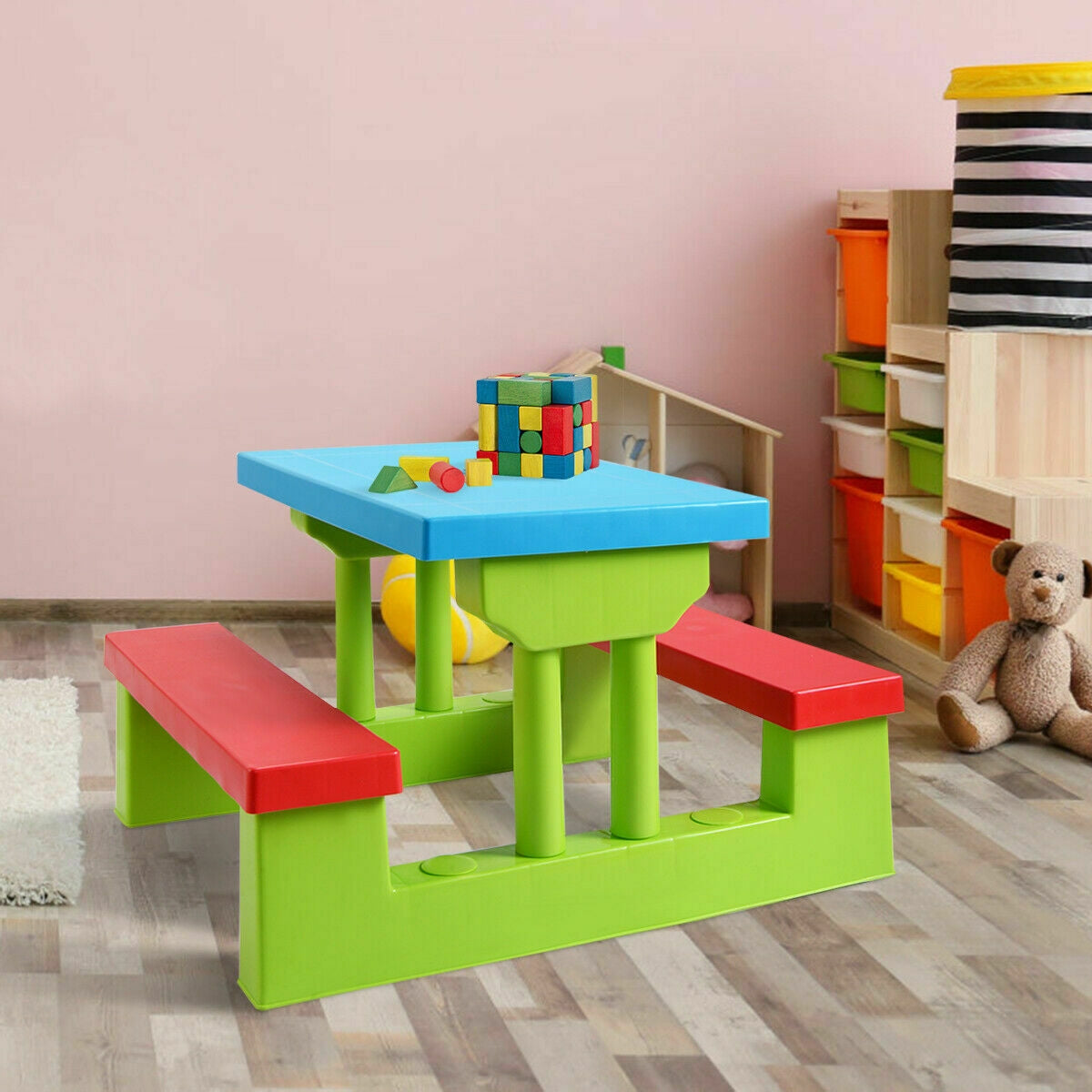 Kids Picnic Folding Table and Bench with Umbrella Kids Crystal