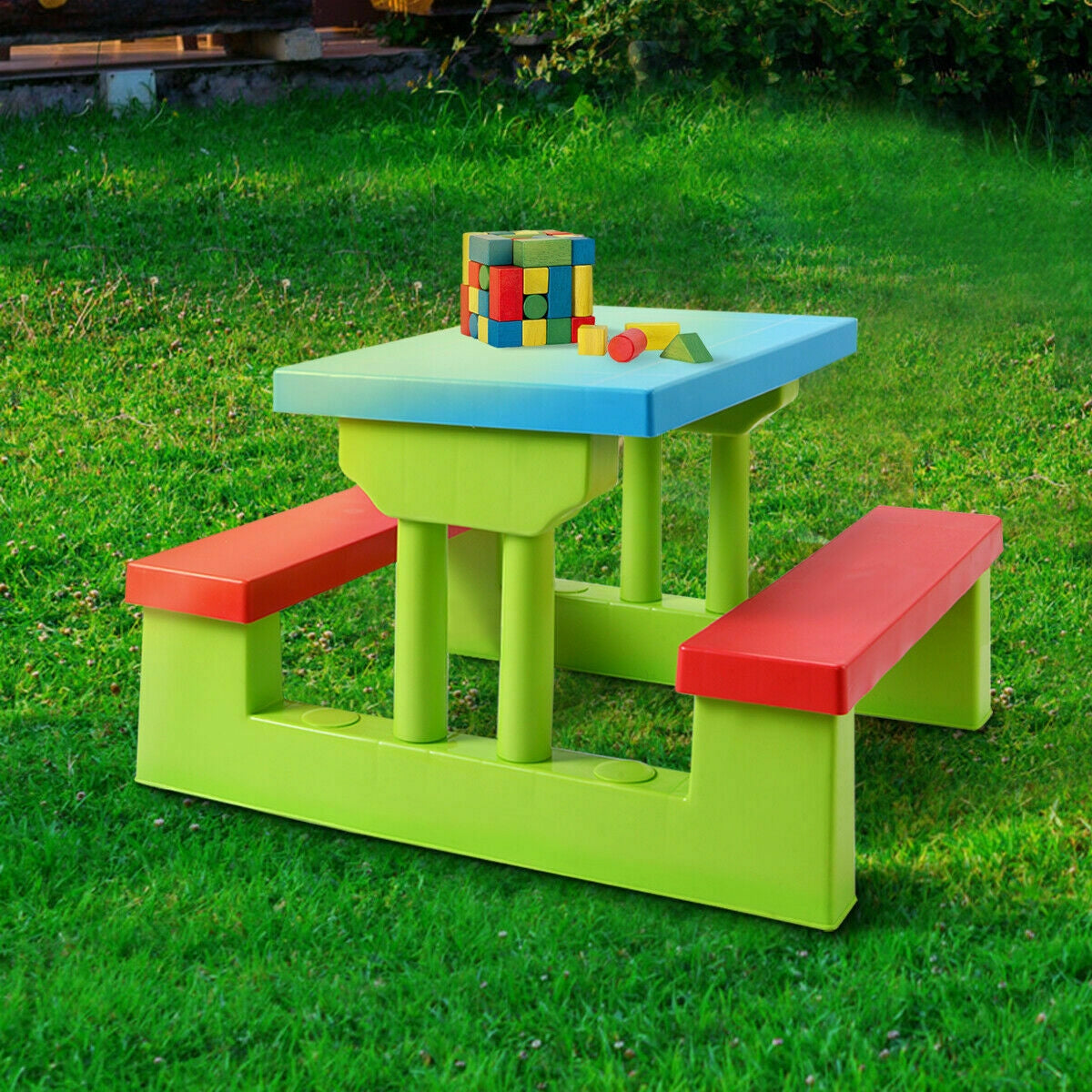 Kids Picnic Folding Table and Bench with Umbrella Kids Crystal