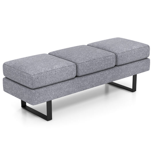 Waiting Room Bench Seating Long Bench with Metal Frame Leg-Gray Kids Crystal