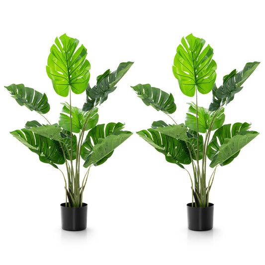 2 Pack Artificial Monstera Deliciosa Tree with 10 Leaves of Different Sizes Kids Crystal