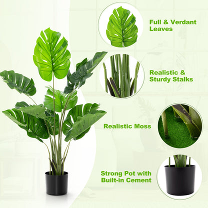 4 Feet Artificial Monstera Deliciosa Tree with 10 Leaves of Different Sizes