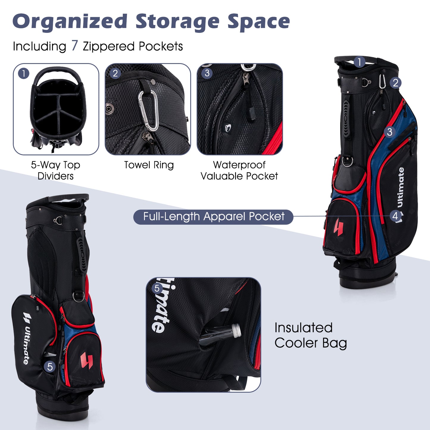 11 Pieces Complete Golf Club Package Set-Blue Kids Crystal