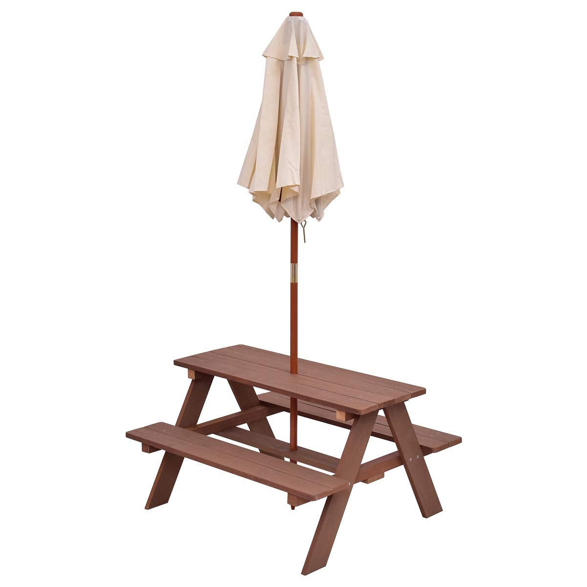 Outdoor 4-Seat Kid's Picnic Table Bench with Umbrella Kids Crystal