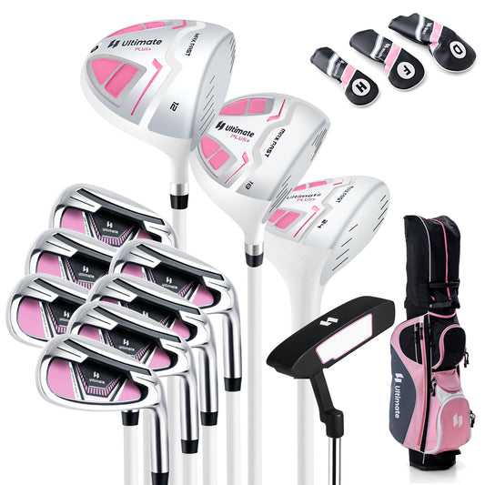 Women's Complete Golf Club Set Right Hand with Rain Hood-Pink Kids Crystal