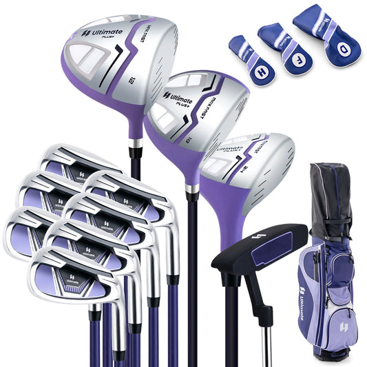Women's Complete Golf Club Set Right Hand with Rain Hood-Purple Kids Crystal