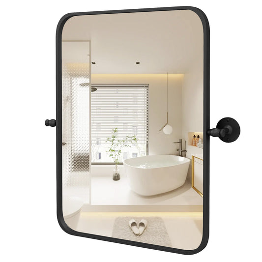 30 x 22 Inch Black Metal Framed Pivot Rectangle Wall-Mounted Mirror Kids Crystal