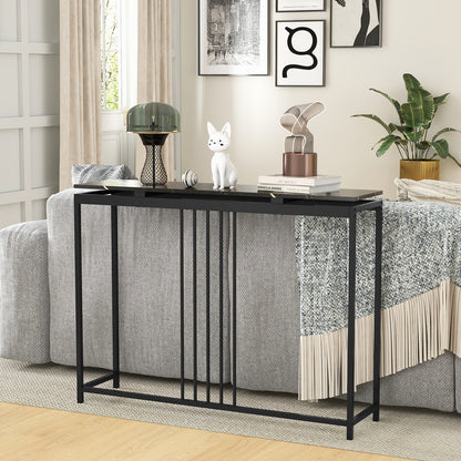 48 Inch Console Tables with Powder-Coated Steel Frame-Black