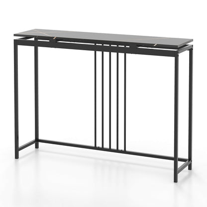 48 Inch Console Tables with Powder-Coated Steel Frame-Black