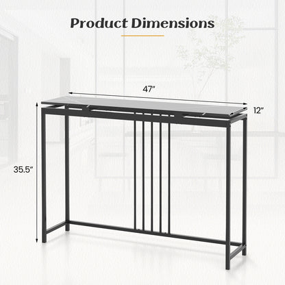 48 Inch Console Tables with Powder-Coated Steel Frame-Black