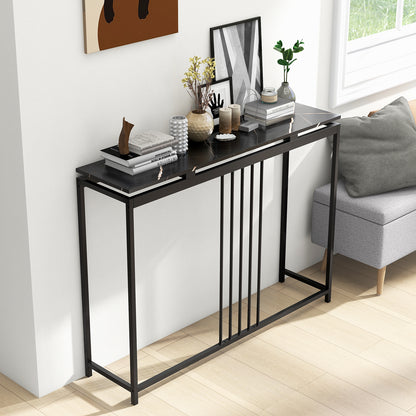 48 Inch Console Tables with Powder-Coated Steel Frame-Black