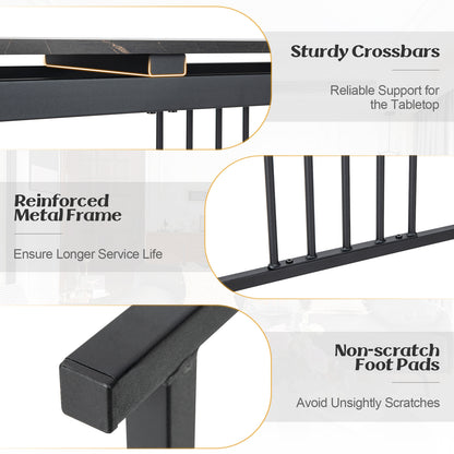 48 Inch Console Tables with Powder-Coated Steel Frame-Black