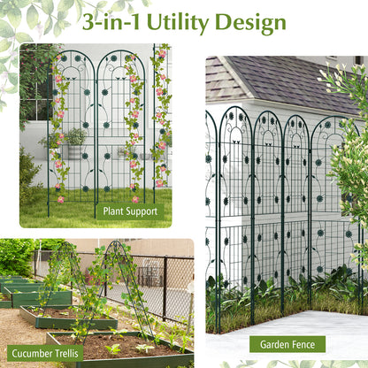2 Pack 71 x 20 Inch Metal Garden Trellis Rustproof Plant Support for Climbing Plants-Green