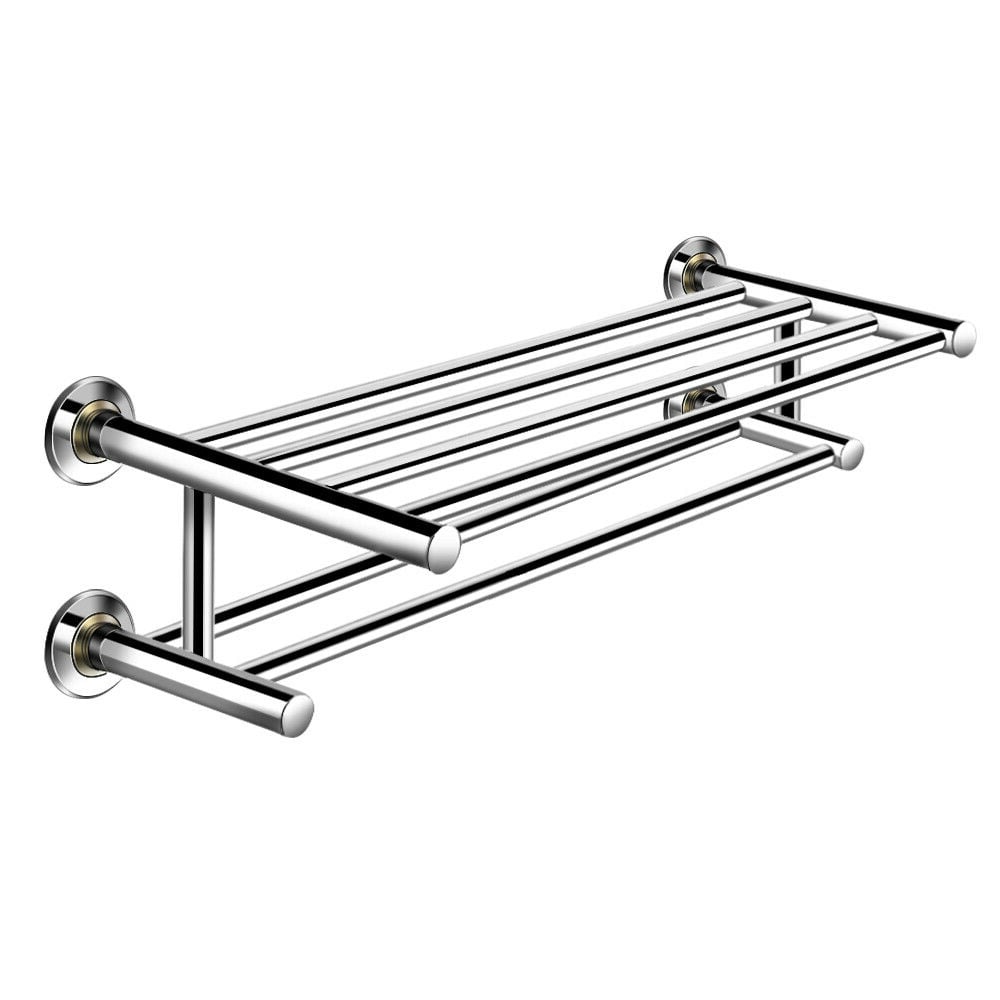 24 Inch Wall Mounted Stainless Steel Towel Storage Rack with 2 Storage Tier Kids Crystal