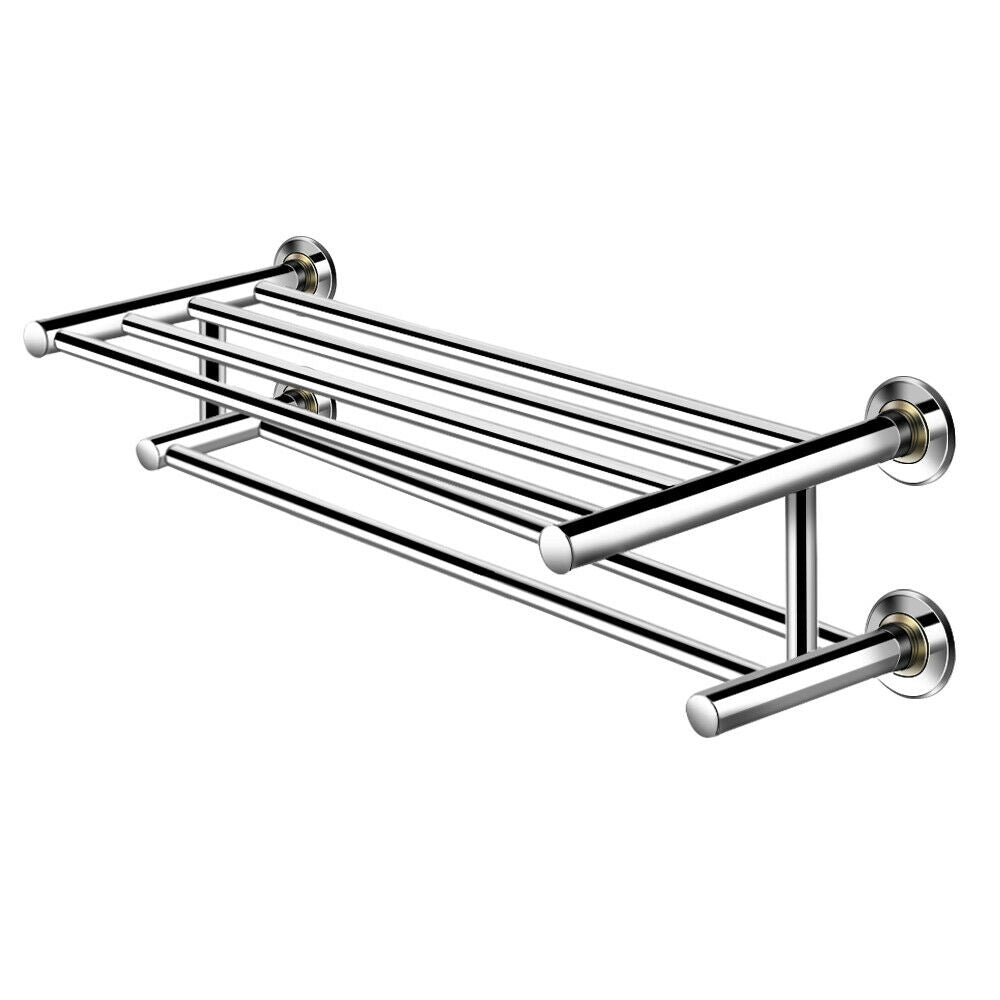 24 Inch Wall Mounted Stainless Steel Towel Storage Rack with 2 Storage Tier Kids Crystal