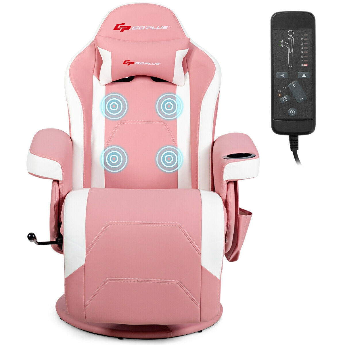 Ergonomic High Back Massage Gaming Chair with Pillow-Pink Kids Crystal